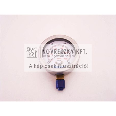 Manométer 1/4", alsó csatlakozású, 0-250 mbar, d= 75mm inox