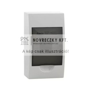 Kanlux 3830 műanyag kiselosztó, 4 modul, 1 sor, IP40, szürke színű ajtóval, falon kívüli