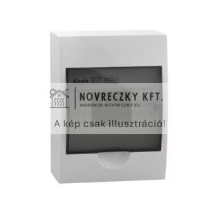 Kanlux 3831 műanyag kiselosztó, 6 modul, 1 sor, IP40, szürke színű ajtóval, falon kívüli