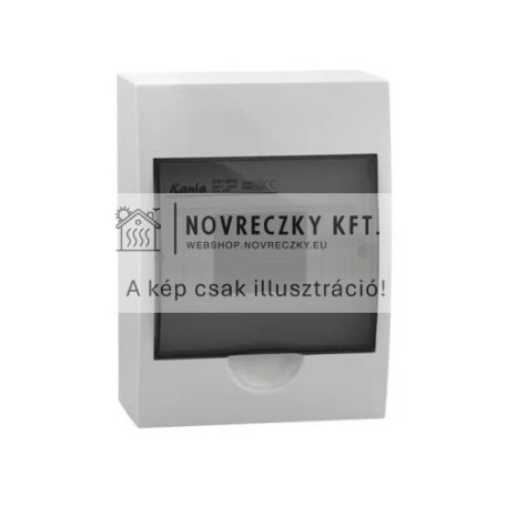 Kanlux 3831 műanyag kiselosztó, 6 modul, 1 sor, IP40, szürke színű ajtóval, falon kívüli