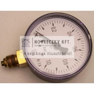 Nyomásmérő d=63mm fekete 0-1 bar alsó 1/4" 1,6%