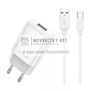 Univerzális 12W gyors töltő 5V, 2,4A, USB-C kábellel, adapterrel, fehér