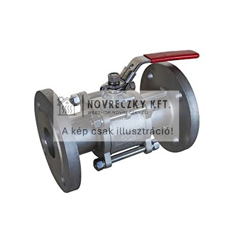 Rozsdamentes acél golyóscsap DN25, karimás, -20...+180°C, 160 mm, PN40, RTFE tömítés