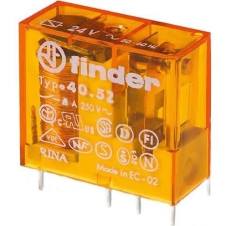 Finder miniatűr dugaszolható ipari relé 2 váltóérintkezős 24V AC, 8A