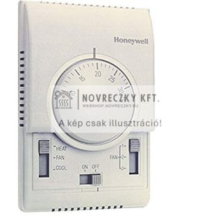 T6371B1017 analóg fan-coil termosztát, 2 csöves rendszerhez on/off, vent1/2/3, kézi fűt/hűt